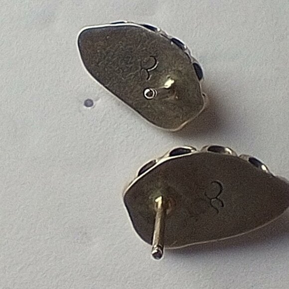 Awesome Vintage Signed Navajo Sharon Cisco Mother-of-Pearl and Silver Earrings - Picture 4 of 6